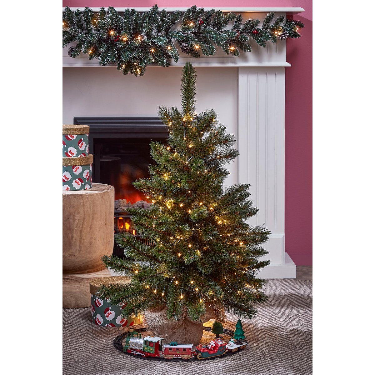 Kunstkerstboom 90 cm Ø62 cm groen jutevoet