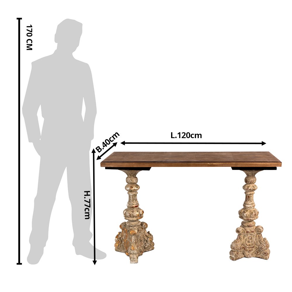 Bijzettafel Ø 70x77 cm wit grijs hout