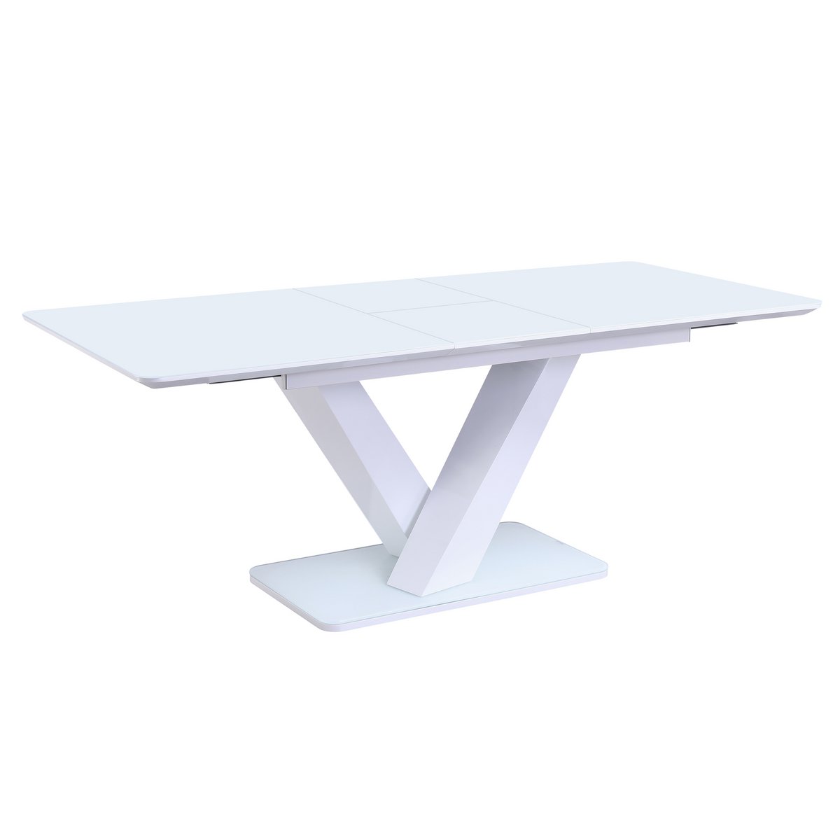 Eettafel 160/200x90 cm wit MDF glas