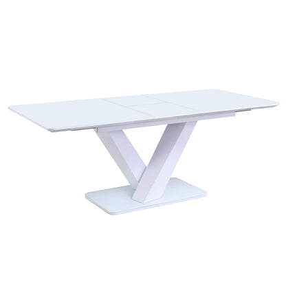 Eettafel 160/200x90 cm wit MDF glas