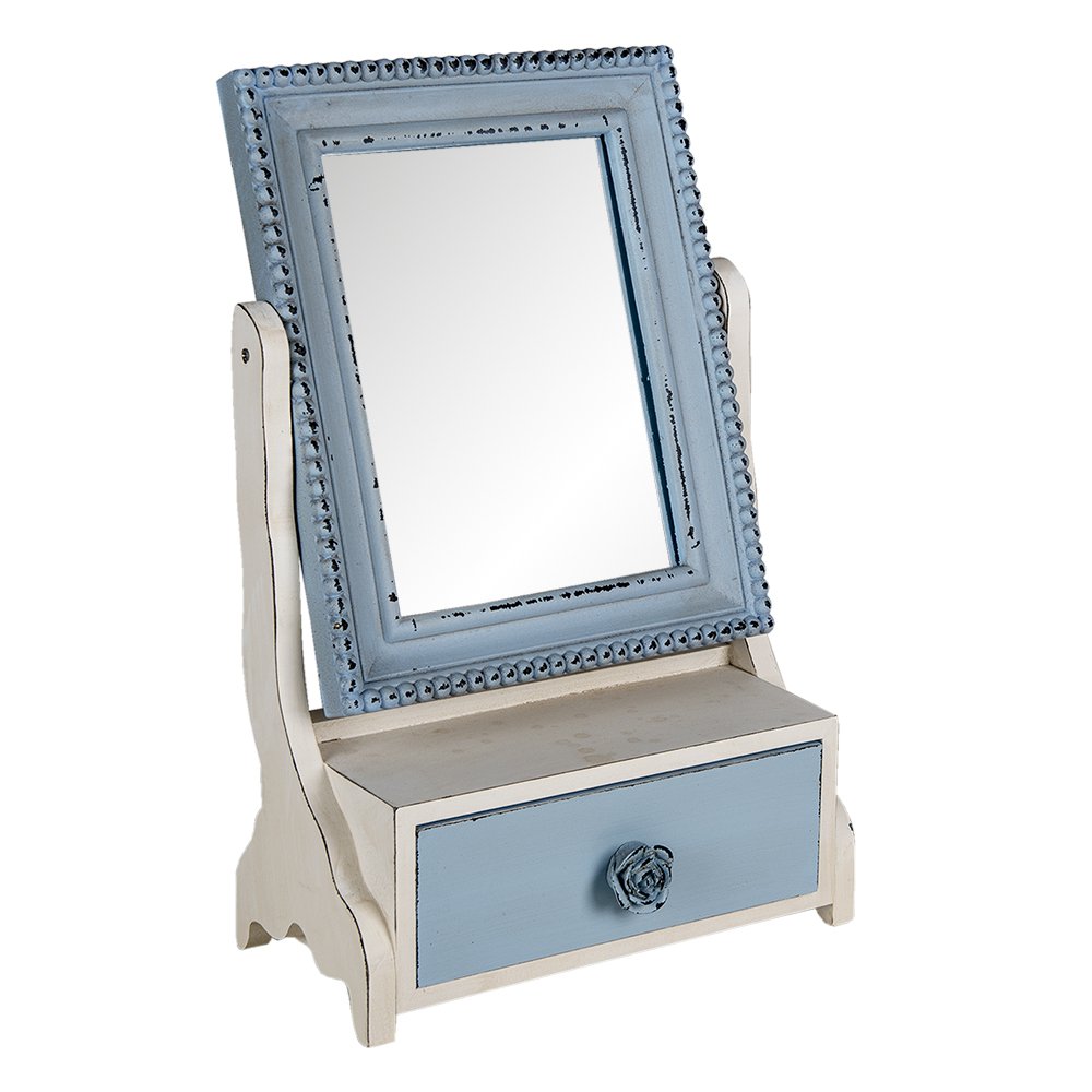 Staande spiegel 25x38 cm blauw MDF met lade