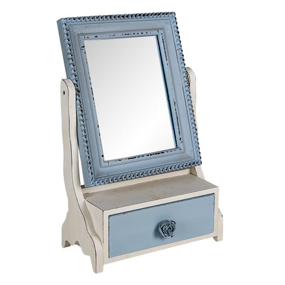 Staande spiegel 25x38 cm blauw MDF met lade