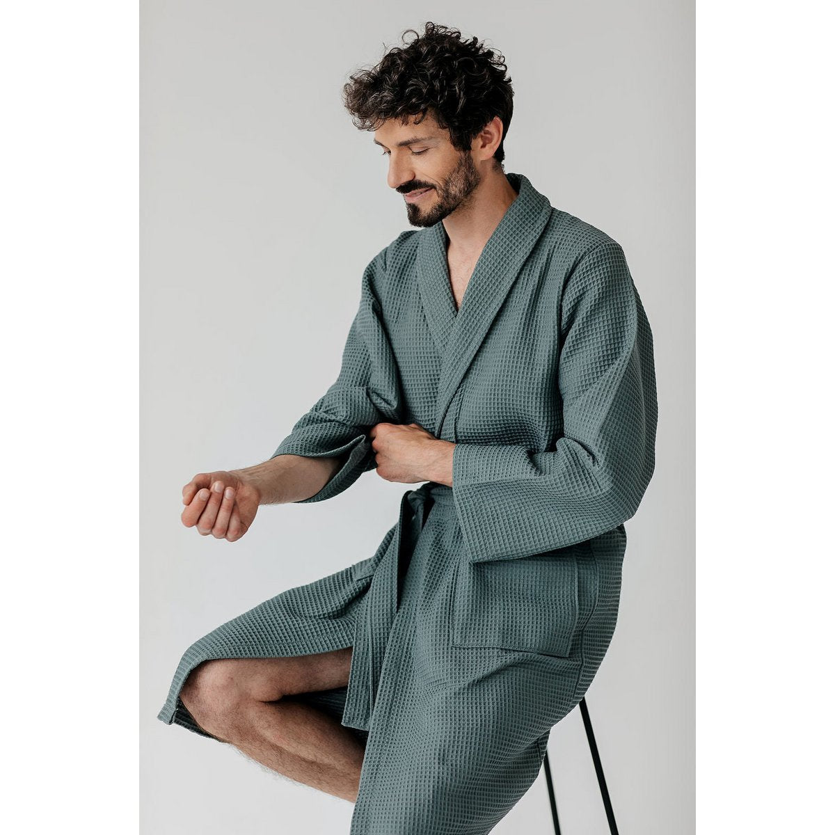 Badjas gewafeld katoen unisex