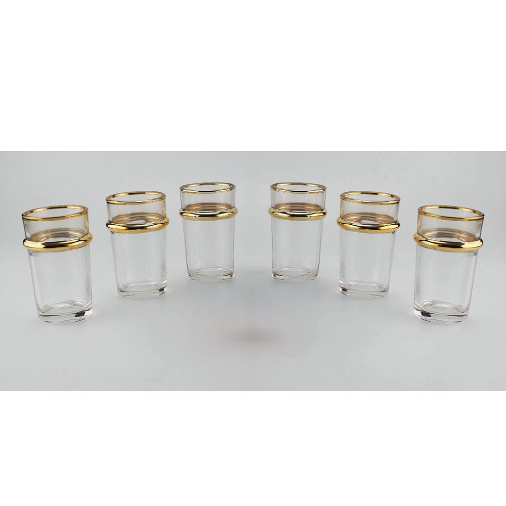 Glass Gold Rim teacups 175 ml - lot of 6