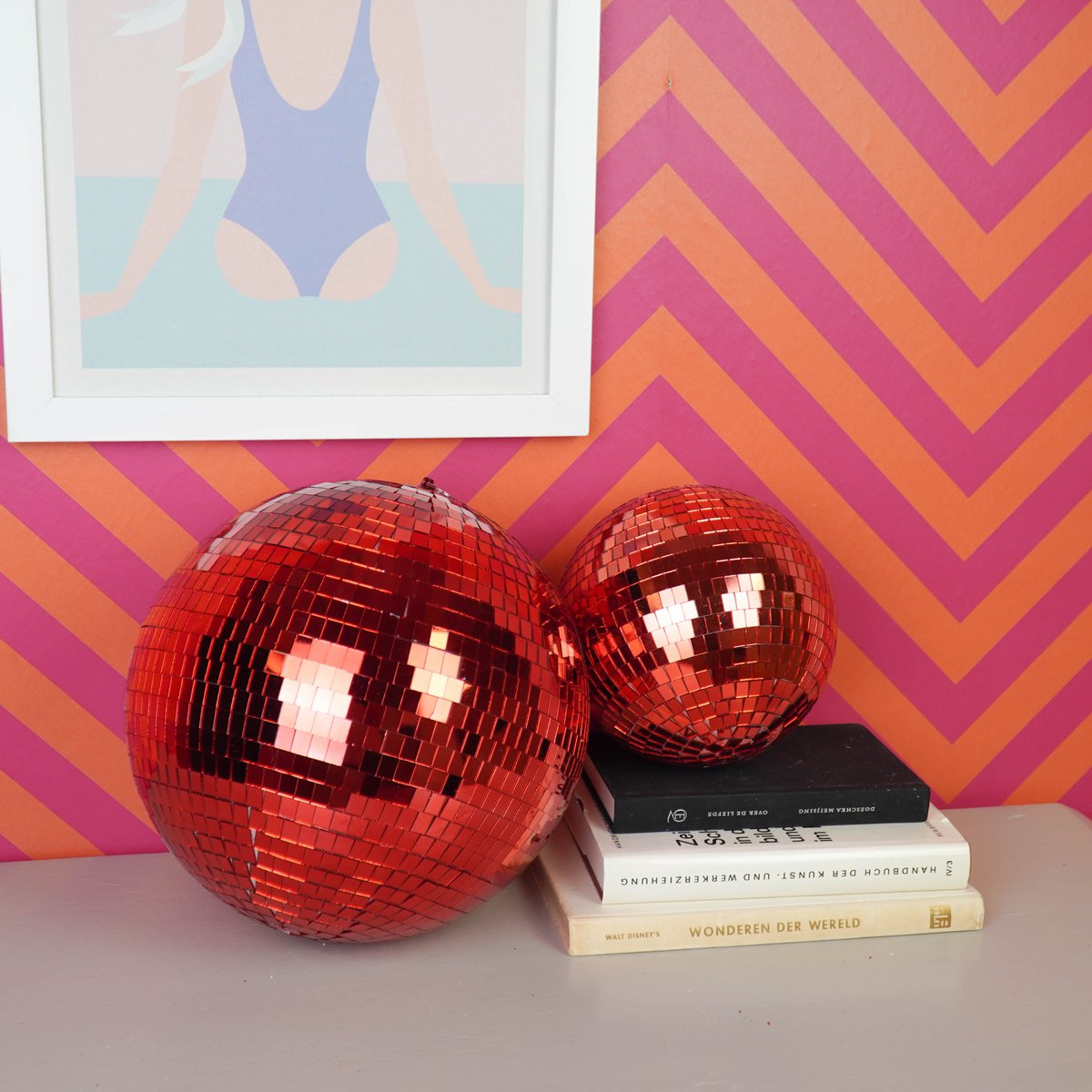 Kersthanger discobal 30x30x30 cm rood