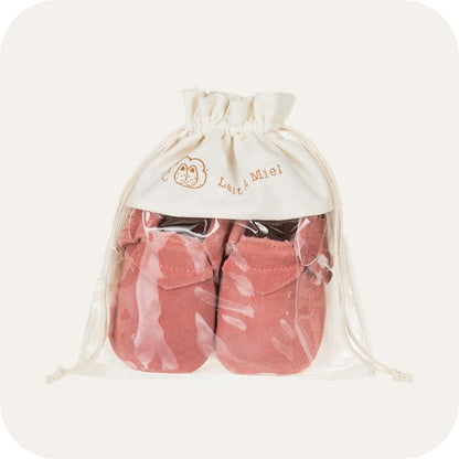 Mocassinpantoffels babykoraal suède