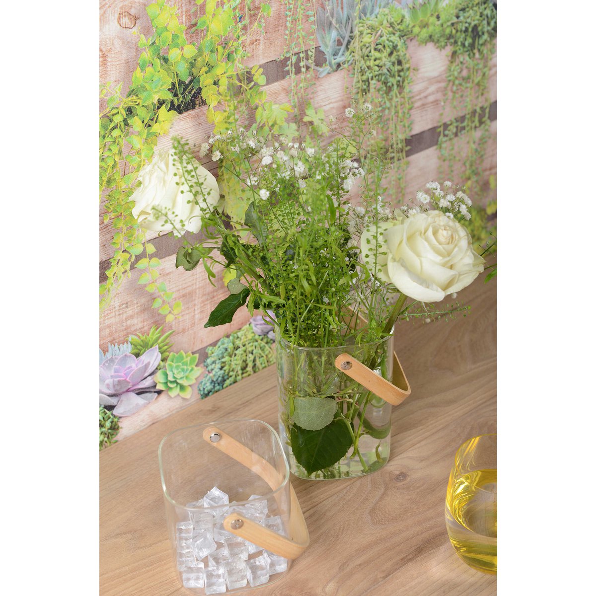 Ice bucket with wooden handle 11.5x11x15.5 cm