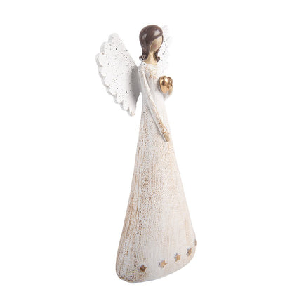 Kerstdecoratie Beeld Engel 12x6x24 cm Beige Kunststof