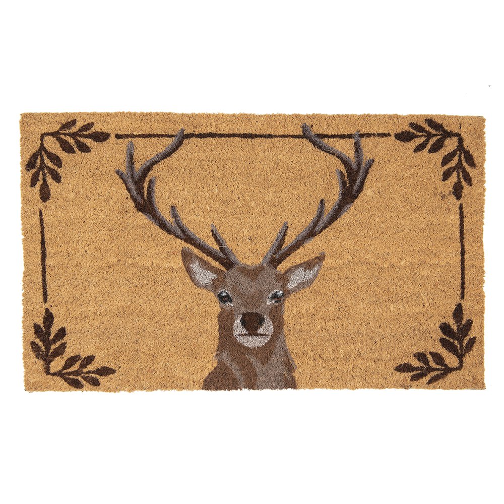 Deurmat 75x45 cm kokosvezel bruin hertmotief