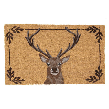Deurmat 75x45 cm kokosvezel bruin hertmotief