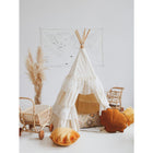 Set Shabby Chic Tipi With Ruffles And Leaf Mats White
