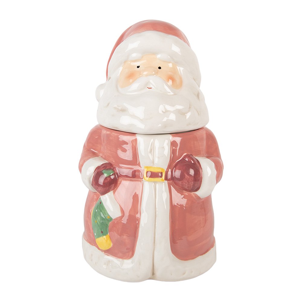Voorraadpot Kerstman Ø15x26 cm roze keramiek