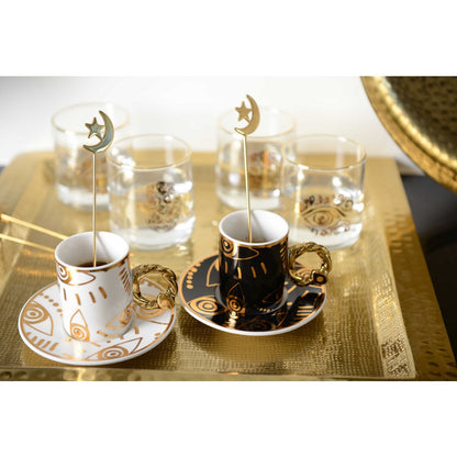 Lepels goud set van 6 metaal 16 cm