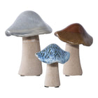 Decoratie paddestoelen keramiek 3 stuks blauw groen bruin