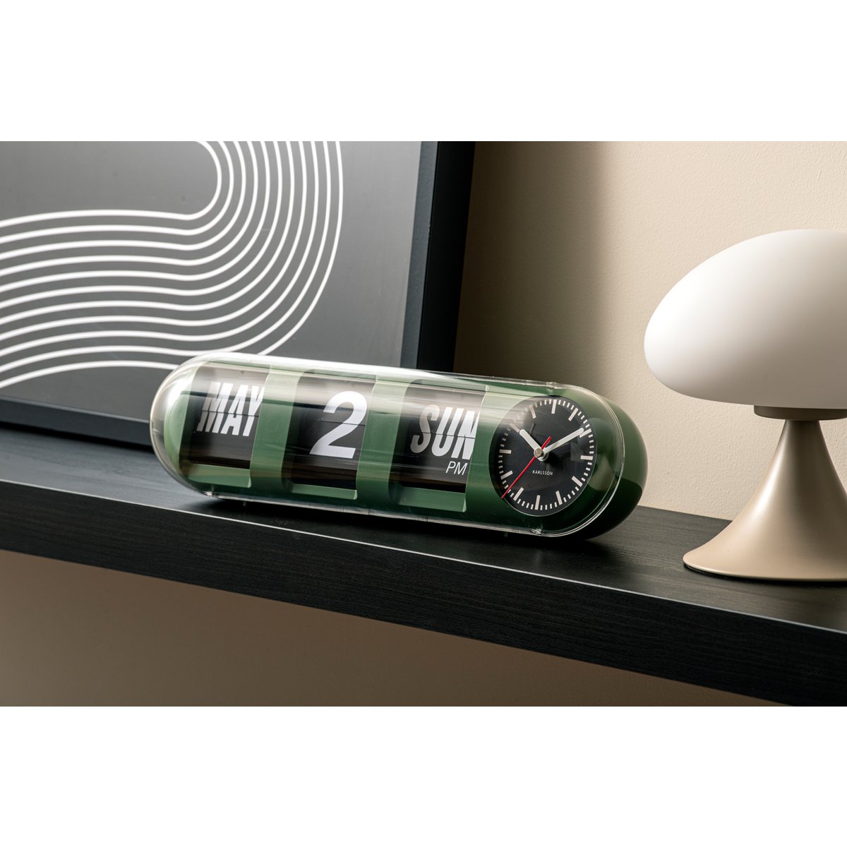 Wandklok Tube Flip 38 cm groen plastic