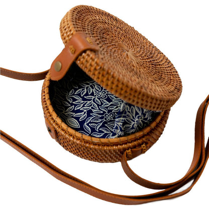 Crossbodytas rotan 20x8 cm bruin