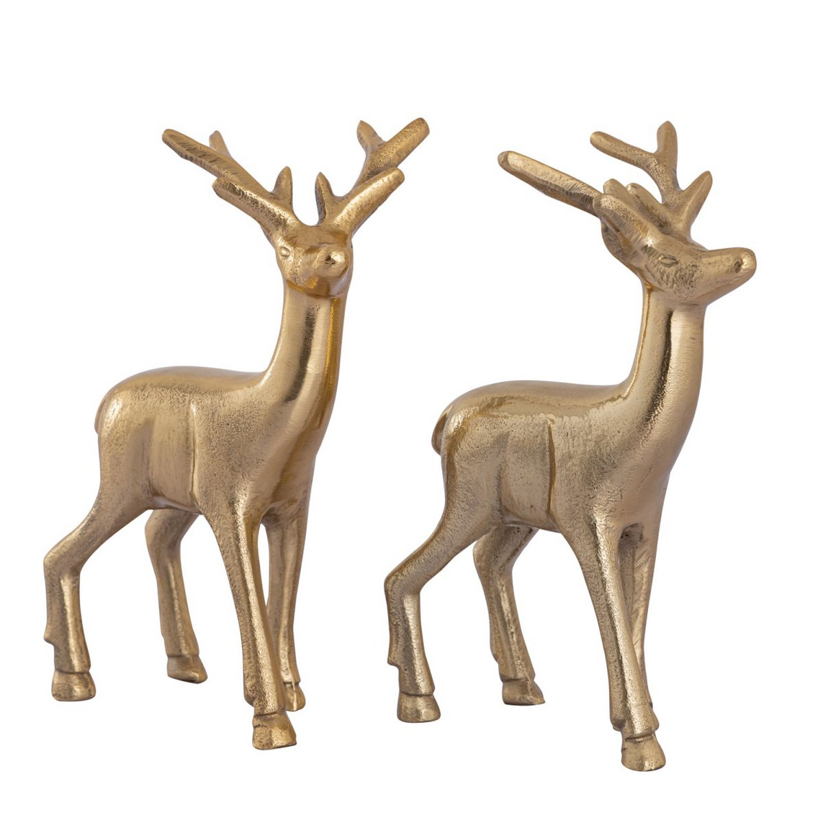 Herten figuren 2 stuks aluminium zilver 12x20x5 cm