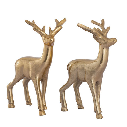 Herten figuren 2 stuks aluminium zilver 12x20x5 cm