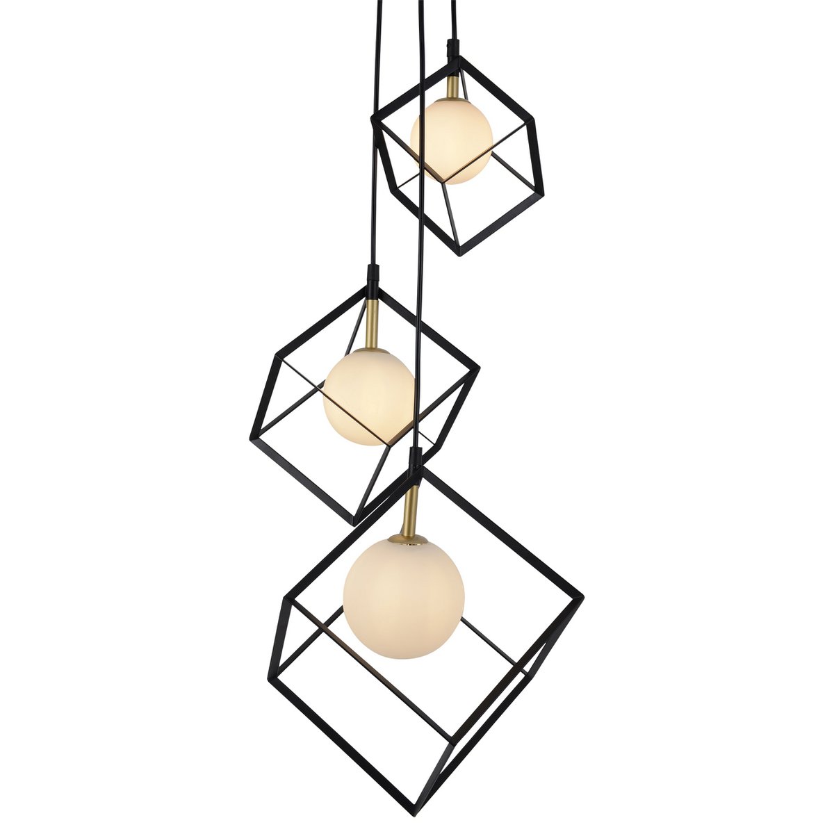 Cadre Drie Vlam Hanglamp Metaal Glas Zwart Wit G9