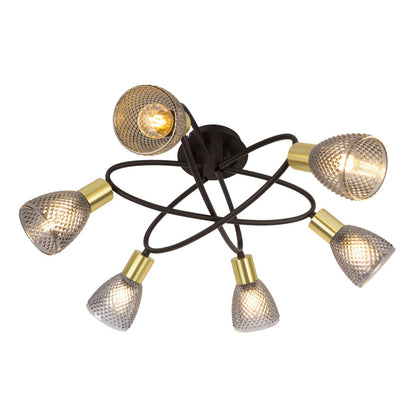 Plafondlamp 6 spots Lindita metaal glas 59x59x26 cm
