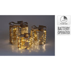 Kerstcadeaus met verlichting 3 stuks goud