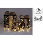 Kerstcadeaus met verlichting set van 3 zwart goud