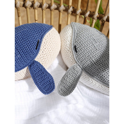 Knuffeldier orka 31x18 cm katoen grijs blauw beige
