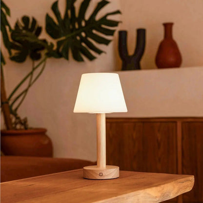 Tafellamp hout 15x28 cm dimbaar USB-C oplaadbaar