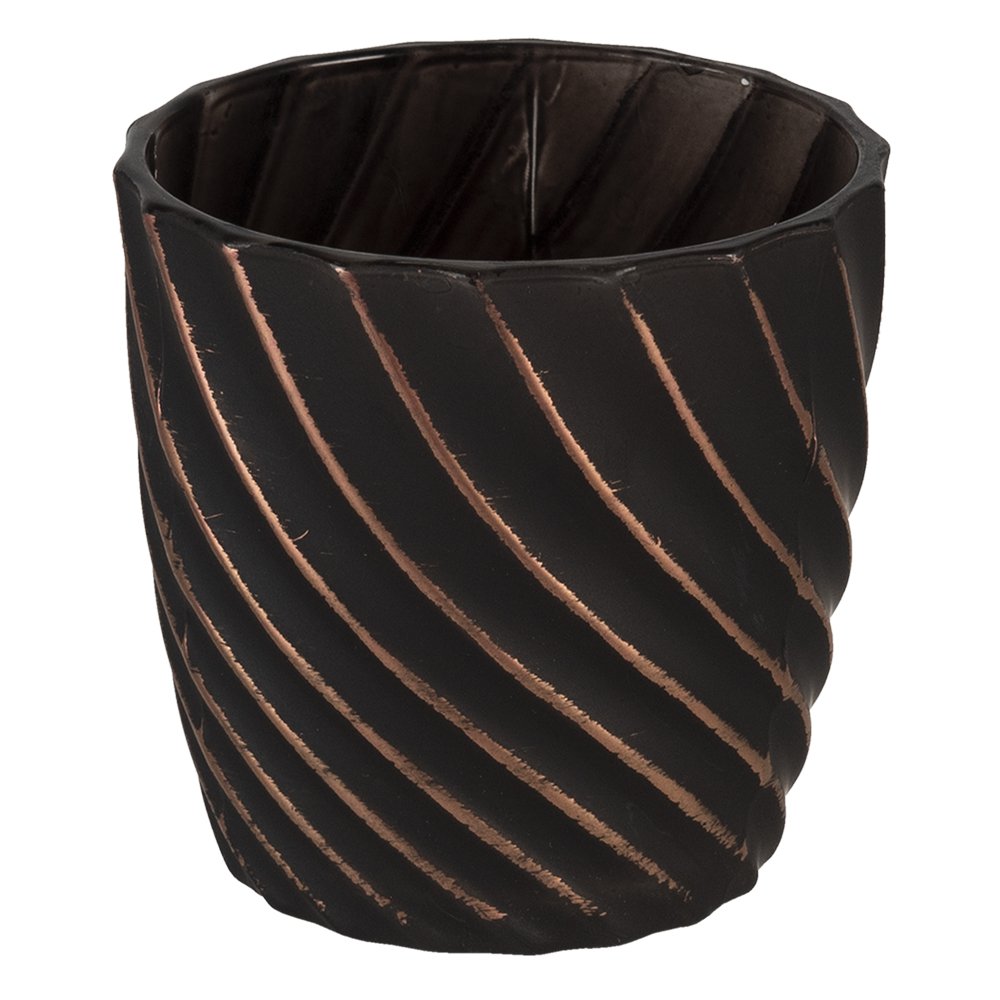 Tealight holder Ø 9x9 cm Black Glass Tealight holder