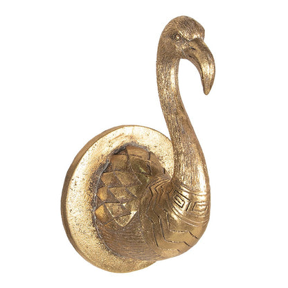 Wanddecoratie vogel 9x10x16 cm goud polyresin