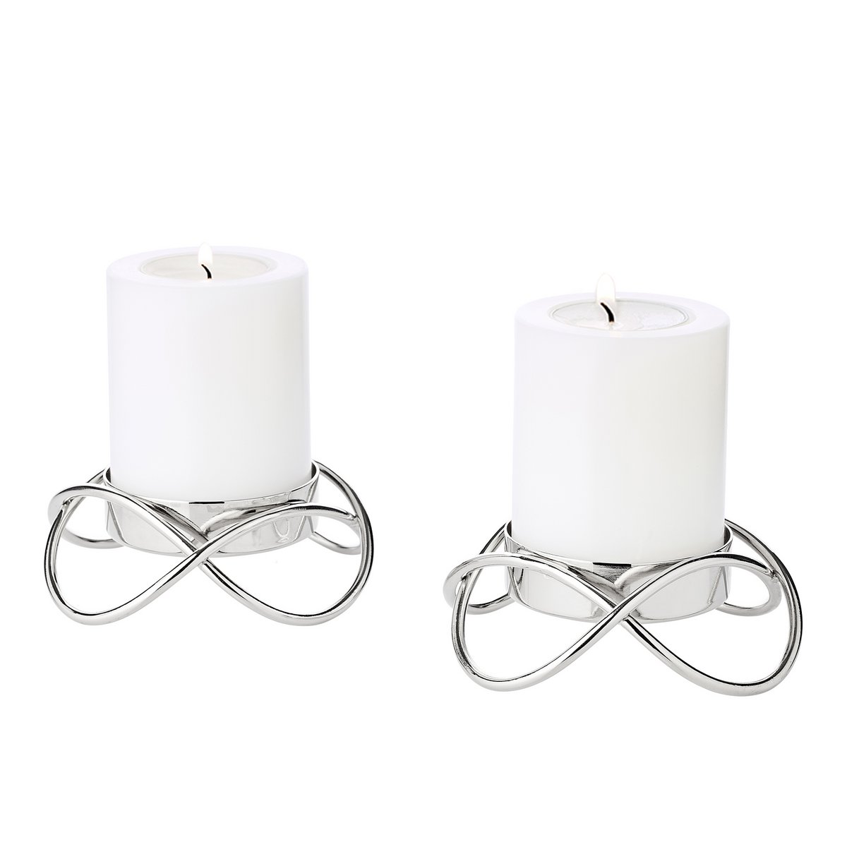 Kandelaars zilver set van 2 H 3 cm