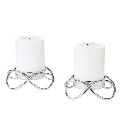 Kandelaars zilver set van 2 H 3 cm