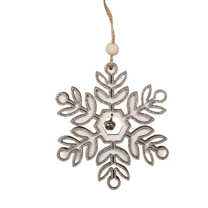 Kersthanger sneeuwvlok 11x11 cm wit hout