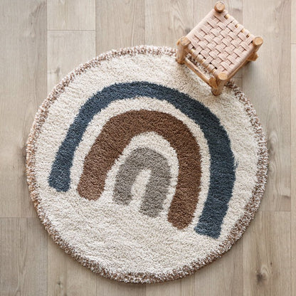 Kindertapijt rond 120 cm regenboog polyester