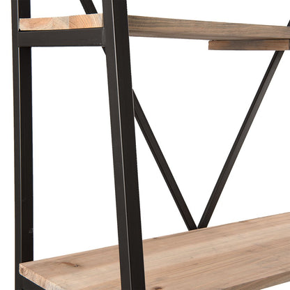 Boekenrek Zwart, Hout en IJzer 90x47x191 cm