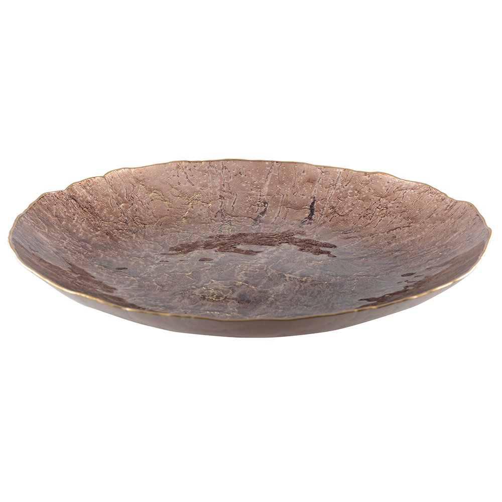 Fruitschaal 50 cm bruin met gouden rand