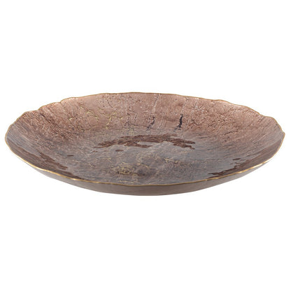 Fruitschaal 50 cm bruin met gouden rand