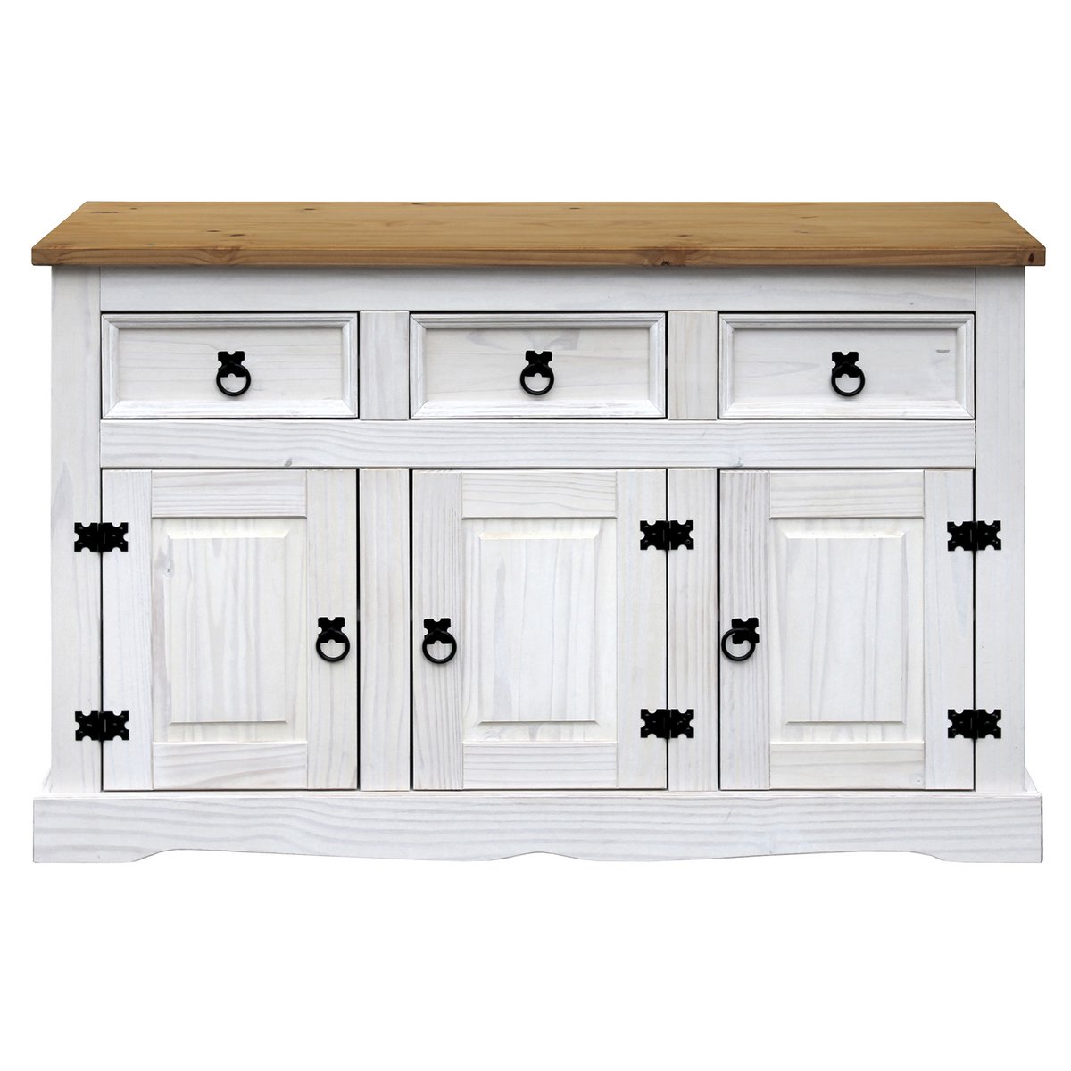 Sideboard Solid Pine With White Wash and Honey Top