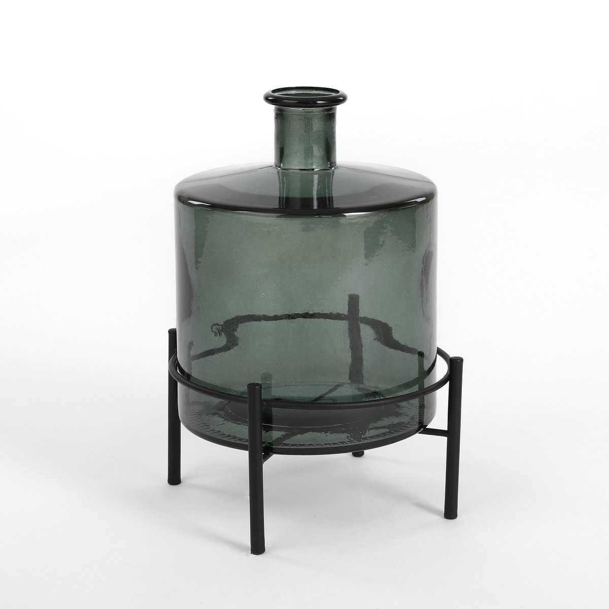 Decoratieve fles glas grijs 26x21 cm
