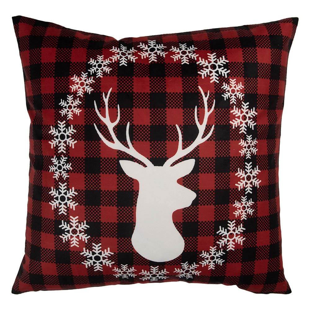Kussenhoes 45x45 cm rood polyester hert