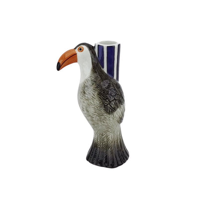 Kandelaar toucan violet grijs oranje 8,5x7x16 cm
