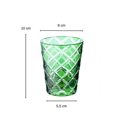 Kristallen glazen 6 stuks groen 10 cm
