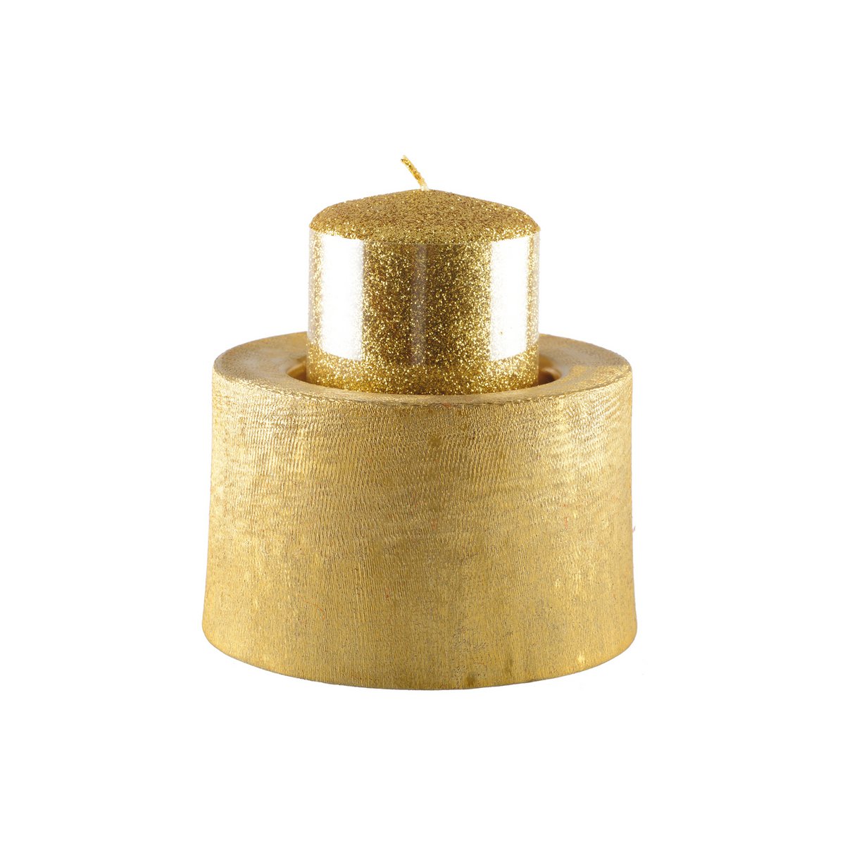 Kandelaar metaal goud 12,5x12,5x8,5 cm