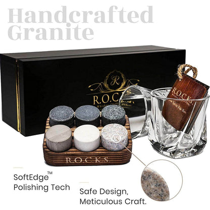 Whiskeyglazen set met granieten stenen