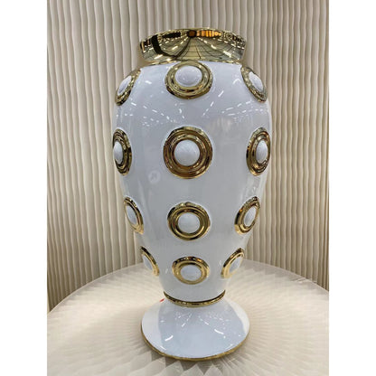 Vaas keramiek wit goud H46cm