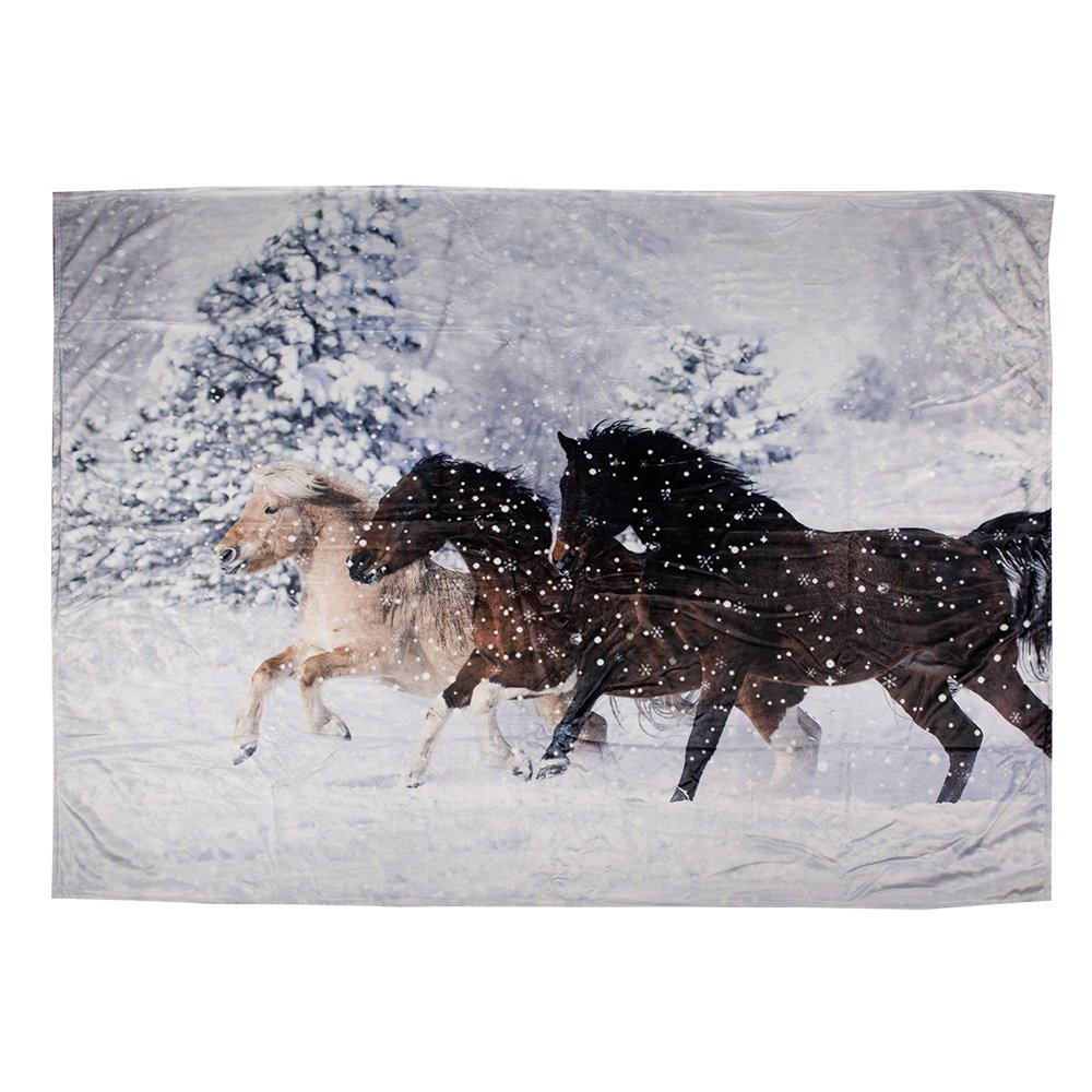 Plaid 130x170 cm polyester bruin blauw