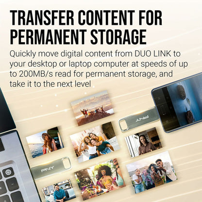 Pny Usb Stick Pny Pfdi64Gdulinktycg Zilverkleurig Staal 64 Gb