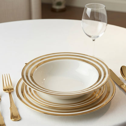 Dienbord rond 23 cm goud glas