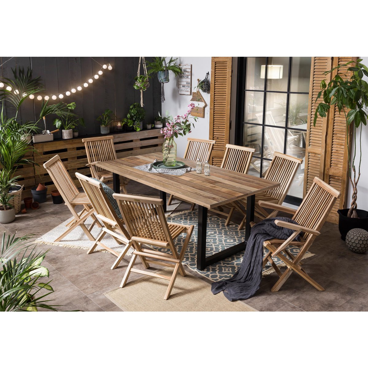 Eettafel 220x100 cm mangohout metaal