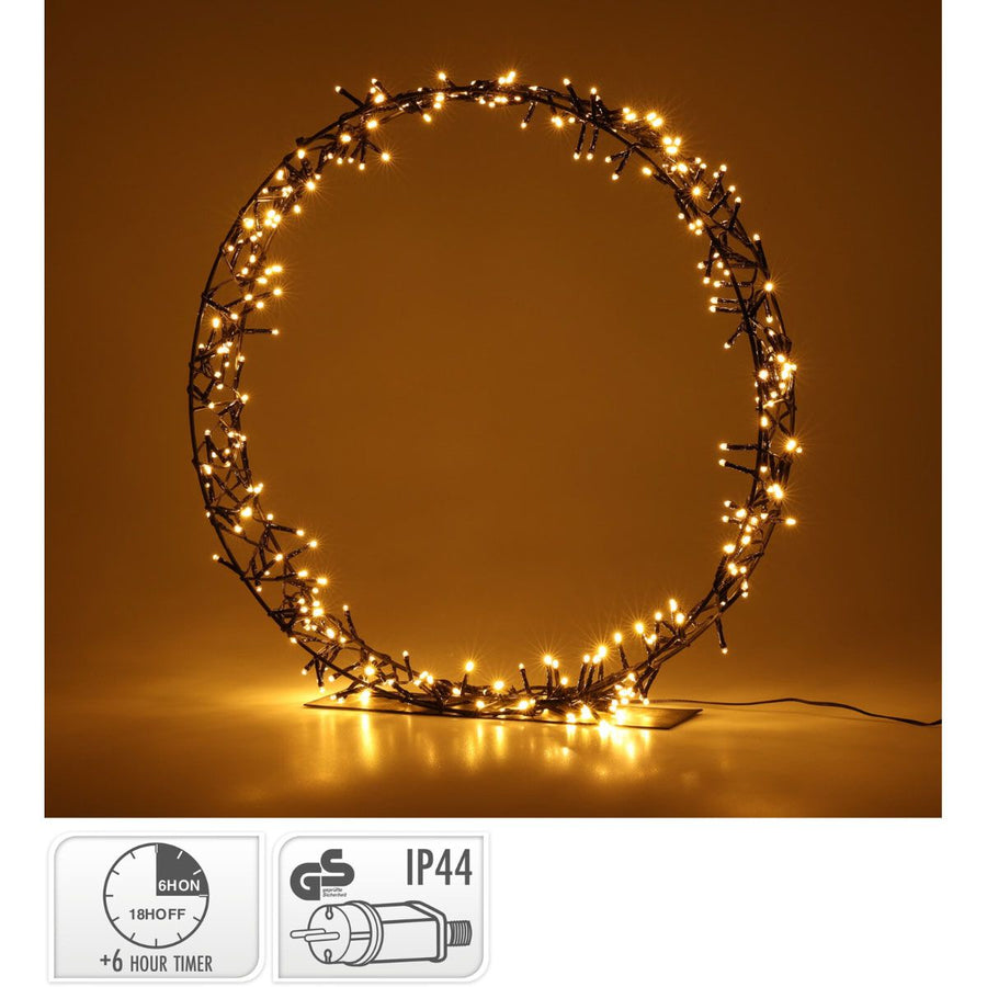 Kerstkrans Op Standaard - 300 Led - 60 Cm - Warm Wit - Timer